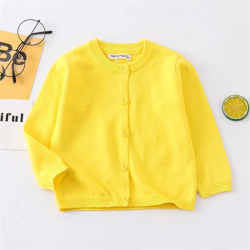 Autumn and spring childrens cardigans baby cotton knitted sweaters summer air-conditioned shirts boys and girls solid color casual jackets W240807