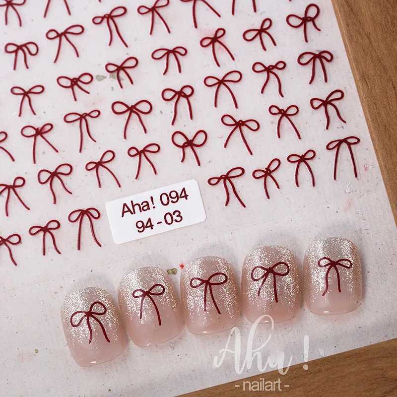 1pcs 3D Japanese Mini Bow Nail Art Stickers Fashion Cartoon Sale Black White Ribbon Nail Decoration Decals DIY Nail AccessoriesXJ240814
