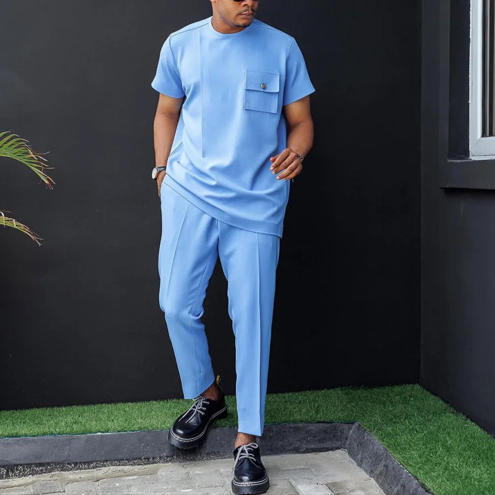 In Casual Dashiki T-Shirt Diamond Pattern Mens Clothing Round Neck Half-sleeved African Ethnic outfit Elegant Suits for men 240814