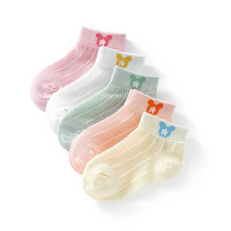 5 pairs of summer cotton childrens socks cute cartoon thin mesh baby short socks dinosaur bear childrens socks boys and girls cheap items W240814
