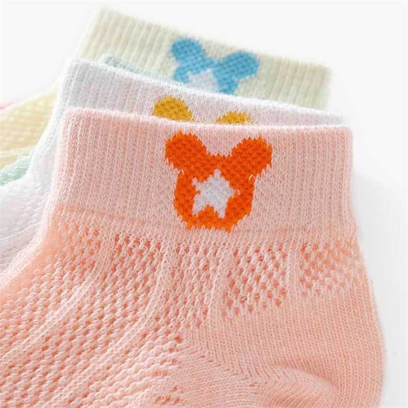 5 pairs of summer cotton childrens socks cute cartoon thin mesh baby short socks dinosaur bear childrens socks boys and girls cheap items W240814