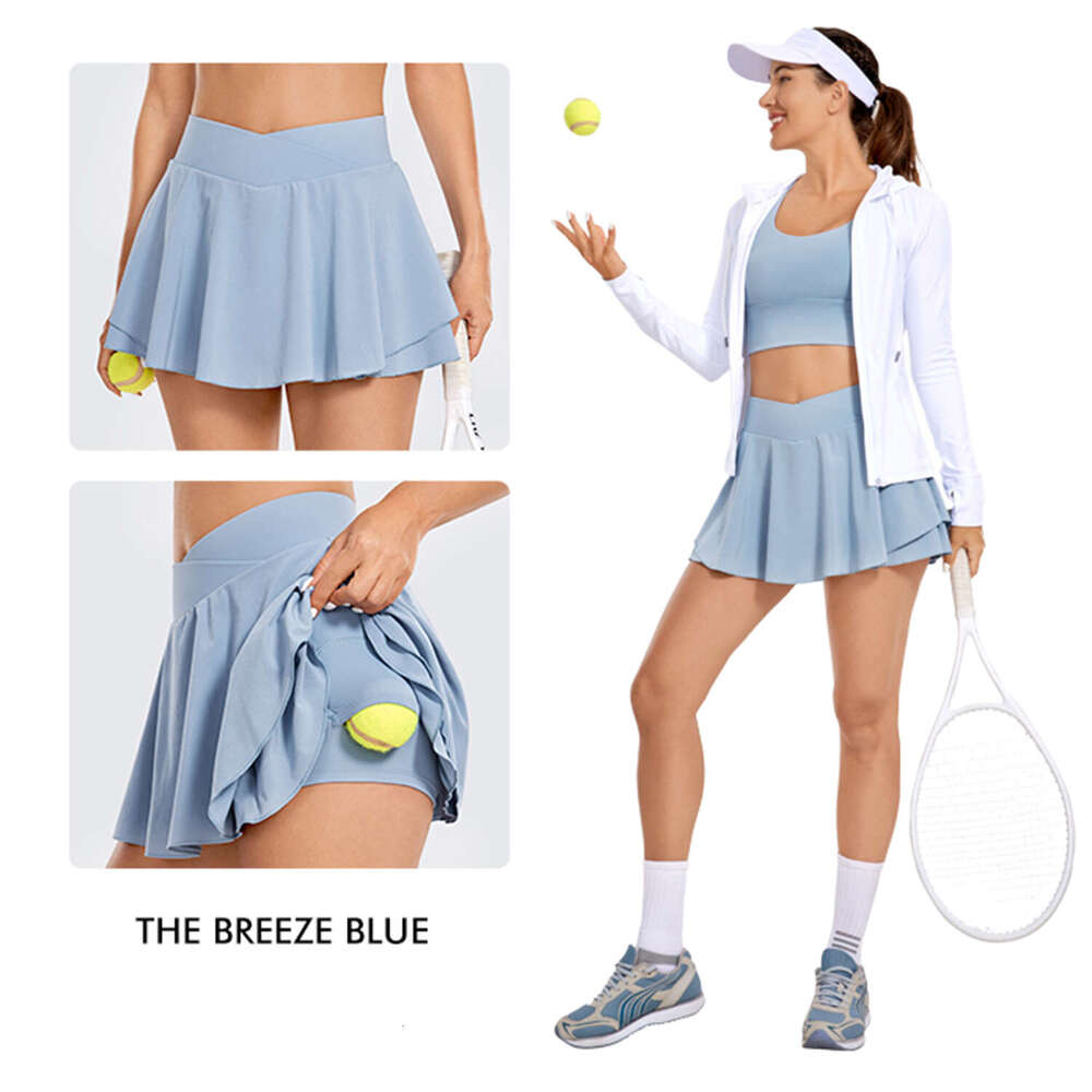 YOGA CRZ Tennis for Women Crossover High Waisted Ruffle Layered Workout Athletic Golf Skort Skirts with Pockets