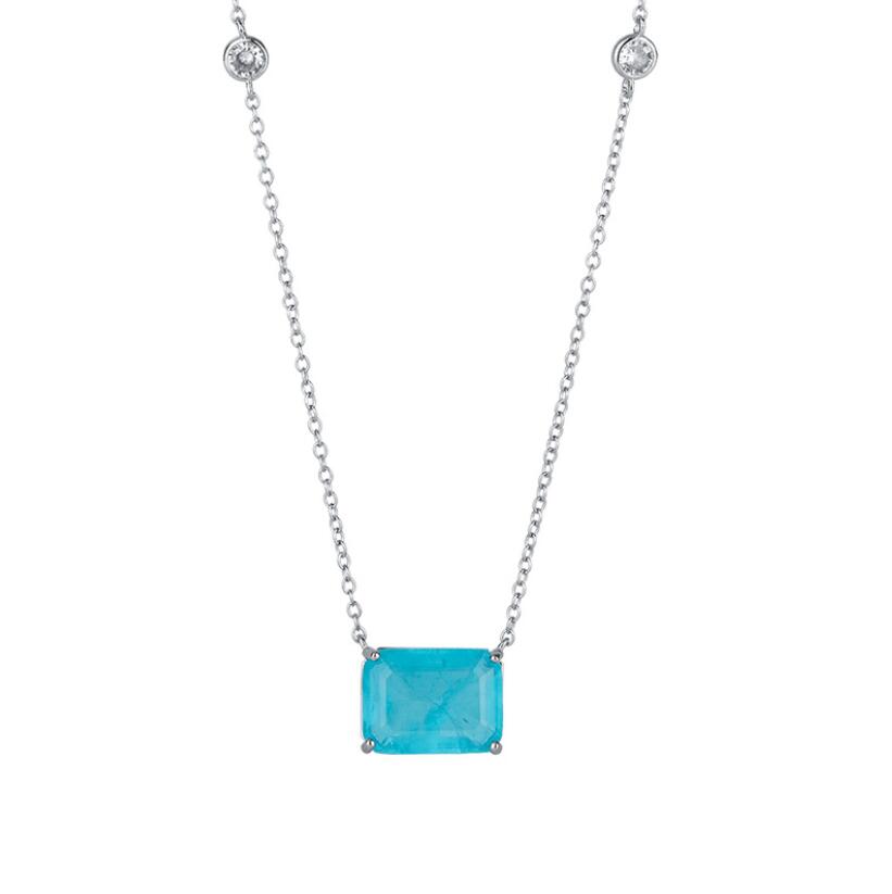 Choucong Ins Top Sell Laddies Jewellery Square Pendant Solitaire 925 Sterling Silver Princess Cut Emerald Party Fashion Women Beach Clavicle Necklace 