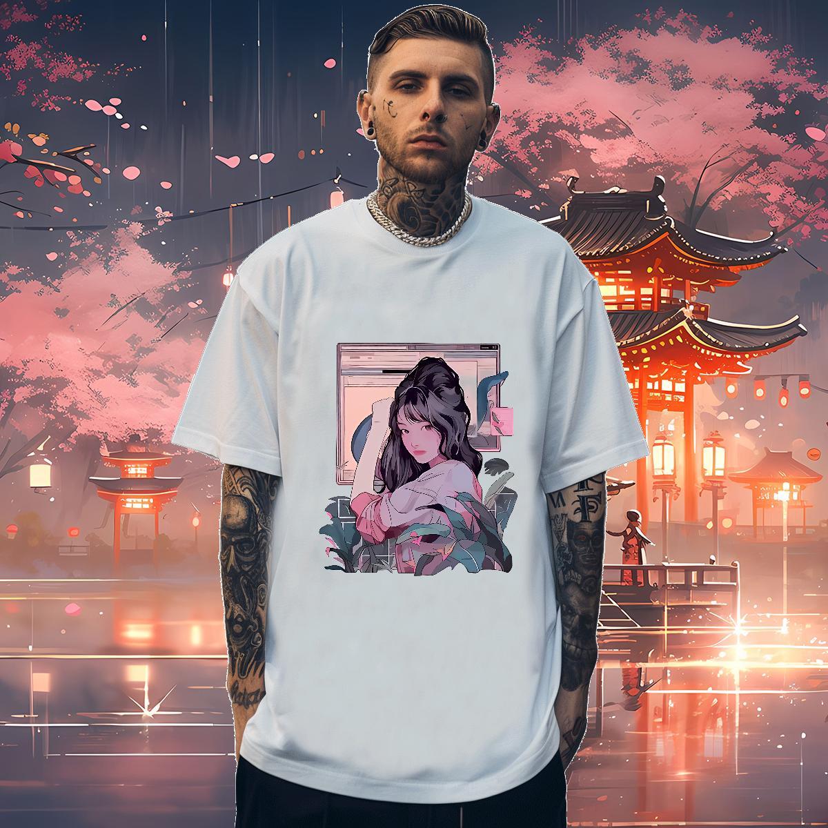 T Shirt For Man 230g 100% Cotton portrait Home Outdoor Breathable Short Sleeve Cartoon Printing L-4XL Tshirt for Man Woman Designer Unisex Tee Shirt