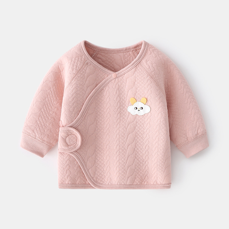 Newborn baby inner clothes boneless warm air plus cotton newborn half back thickened full moon monk clothes baby top