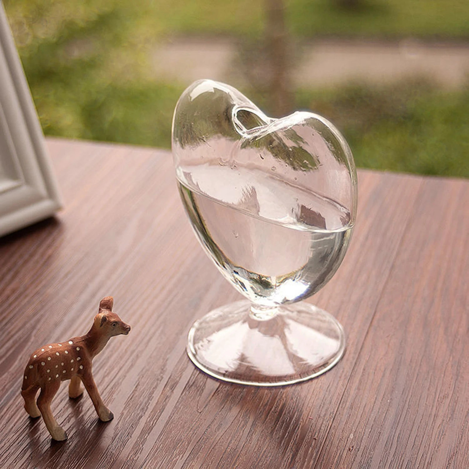 Transparent Glass Vase Bookshelf Flower Arrangement Desktop Cabinet Heart Shaped for Bedroom Study Room Dorm Birthday Gift 240812