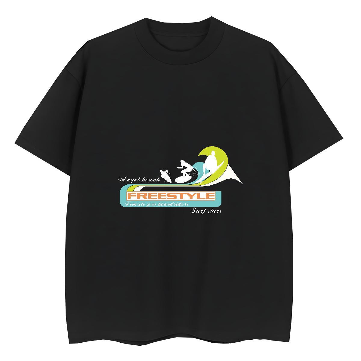 Comfortable Tshirt for Man Woman High Street Hip Hop 100% Cotton 230g Custom Print Oversized Breathable Crew Neck sea wave Man T Shirts Fashion Casual