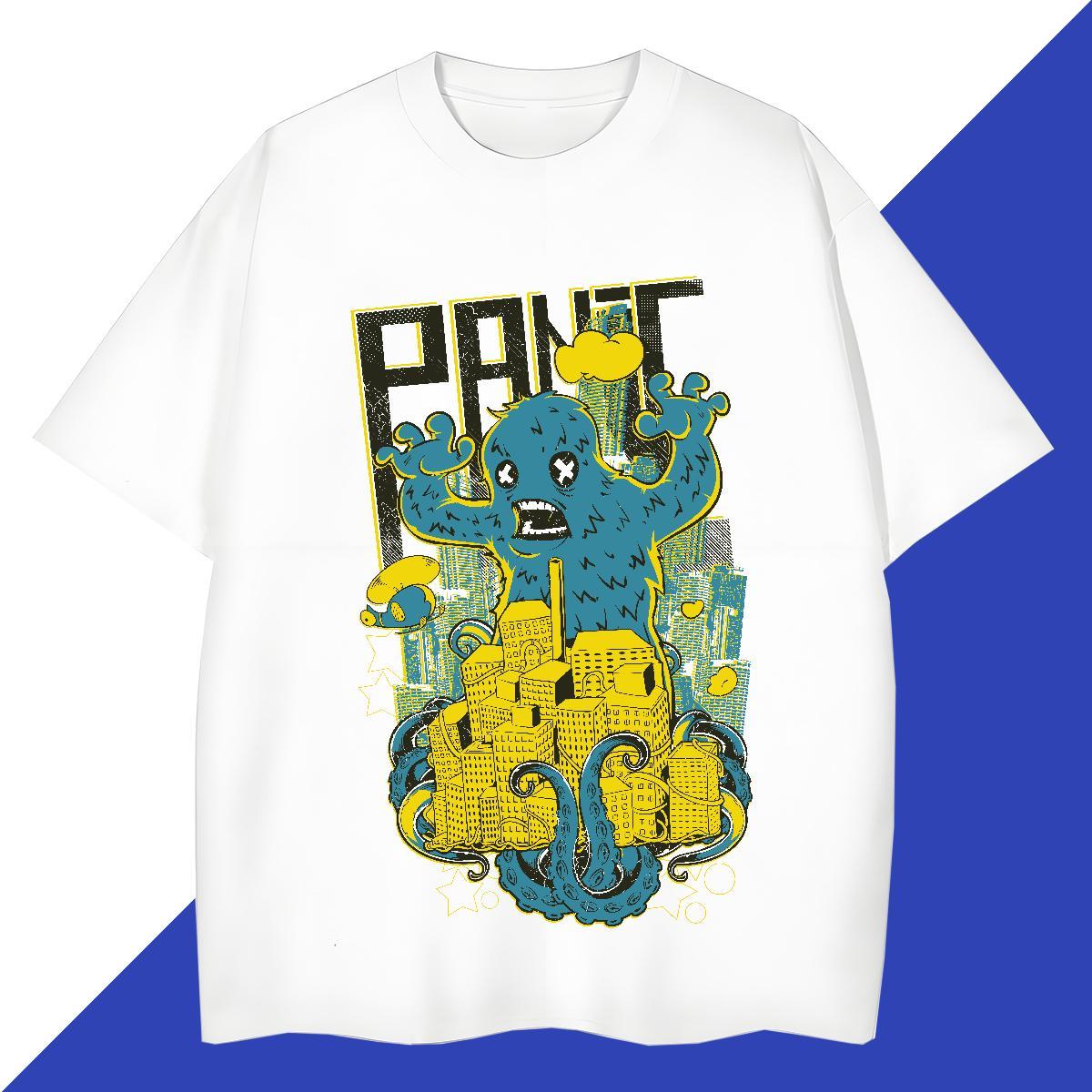 Cool Design Men Clothes T-Shirt Street Wear 230g Pure Cotton Plus Size Cartoon O-Neck Short Sleeve ET Mens T Shirts 2024 DIY Tops