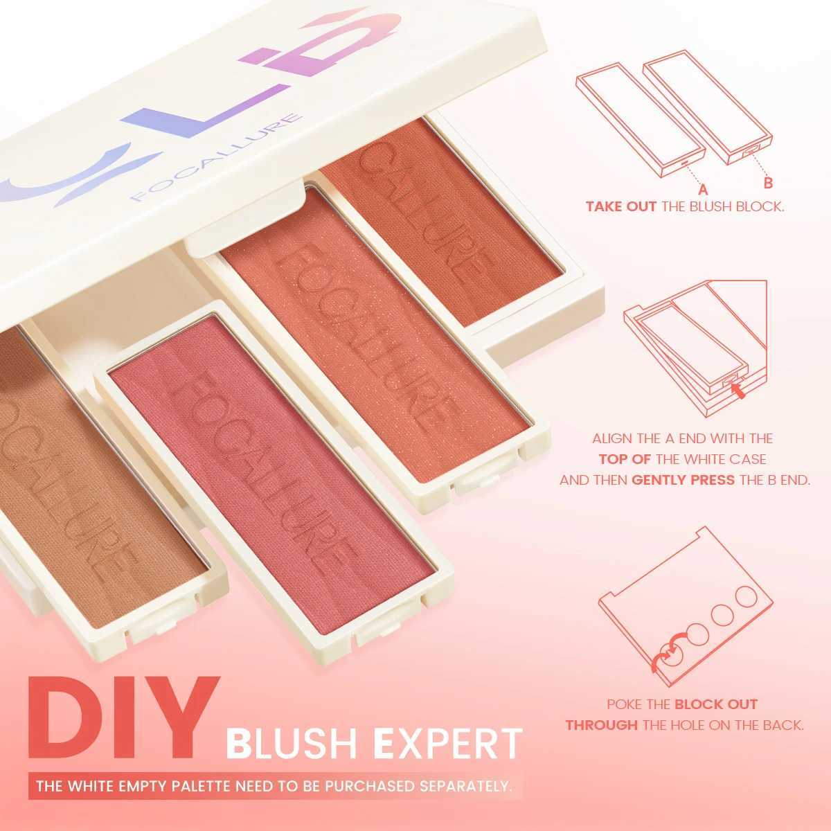 FOCALLURE Multi-use DIY Blusher Palette Waterproof Long-lasting High Pigment Natural Face Blush Powder Makeup Women Cosmetics Y240815