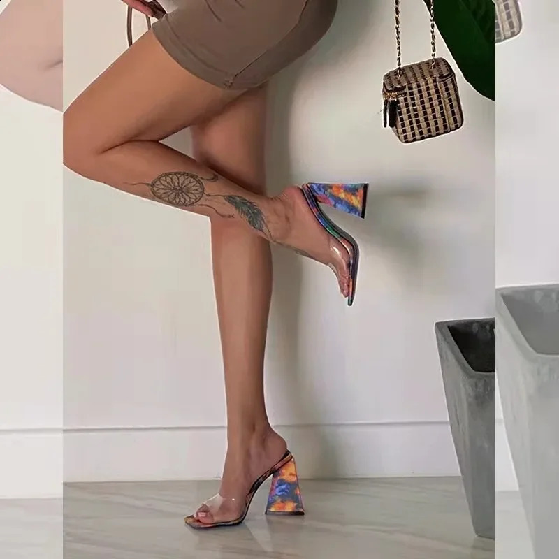 High Heel Sandals Womens Slides Open Toe Thick-Soled Ladies Slippers Party Mules Shoes Women Shoes High Heels Sexy Sapatos 240809