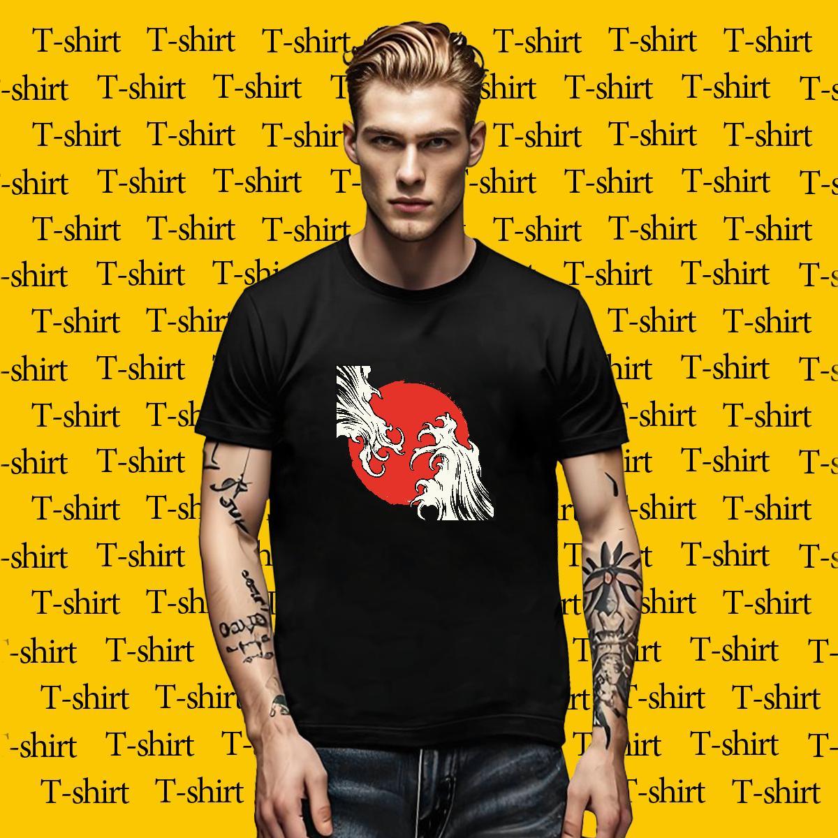 Cool Design Tshirt for Man Woman Sport 230g Cotton Plus Size Cartoon Crew Neck Breathable sea wave T shirt Designer Fashion Polos