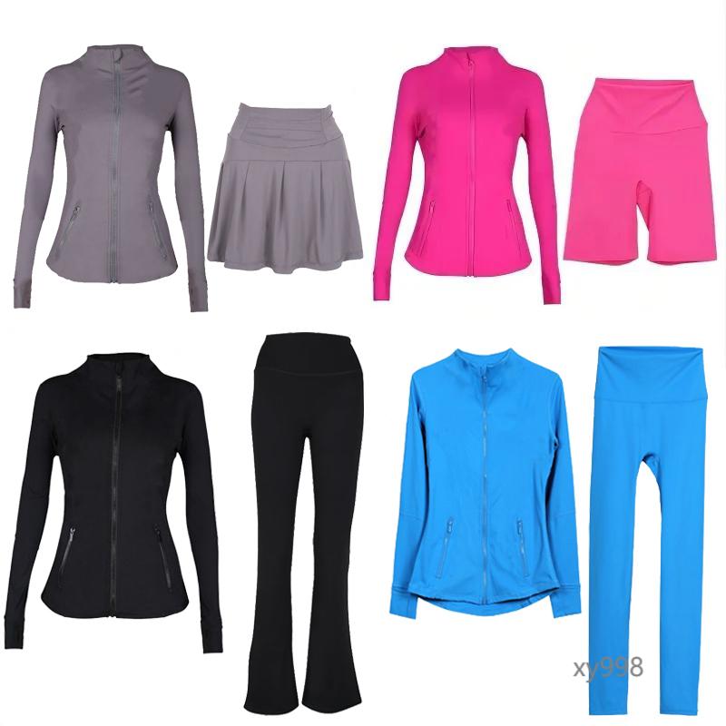 Workout set Women Designer Yoga Sets jackets shorts leggings flared Pants Push Fiess sets High Waist Sports Zip Up Coat Elastic Sportswear Outfits Gym