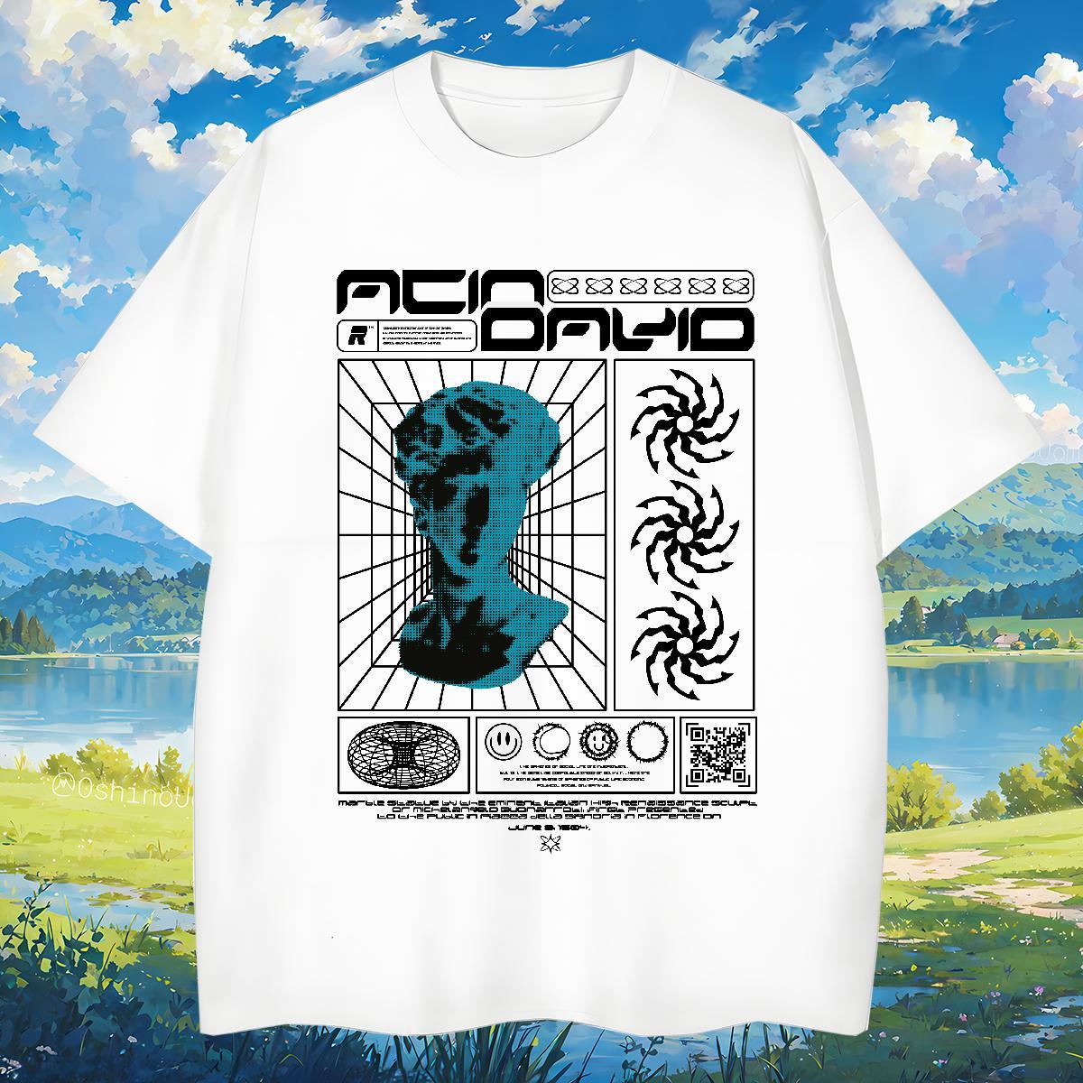 T Shirts Men 100% Cotton 230g painting Sport Short Sleeve Soft Custom Cartoon Mens Tshirts Fashion New Cool Design Tops
