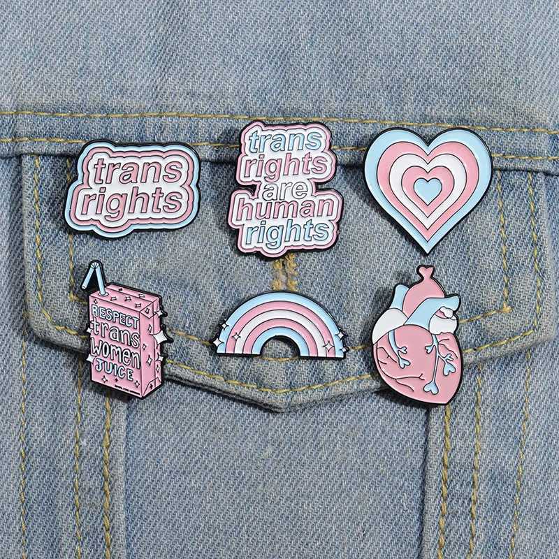 Trans Rights Are Human Rights Brooch Collar Badge Transgender LGBT Enamel Pin Gay Bisexual Clothing Jewelry Gift W240815