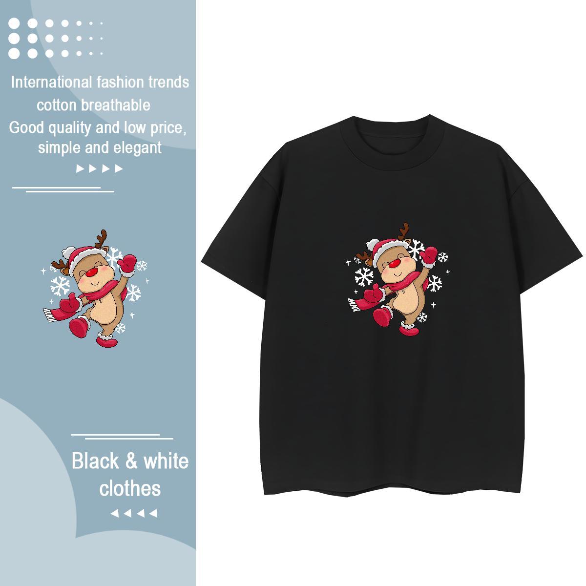 Cool Mens T Shirts Christmas Crew Neck Breathable Daily Outfit Graphic 230g Cotton Mens Tshirts Fashion New Wear