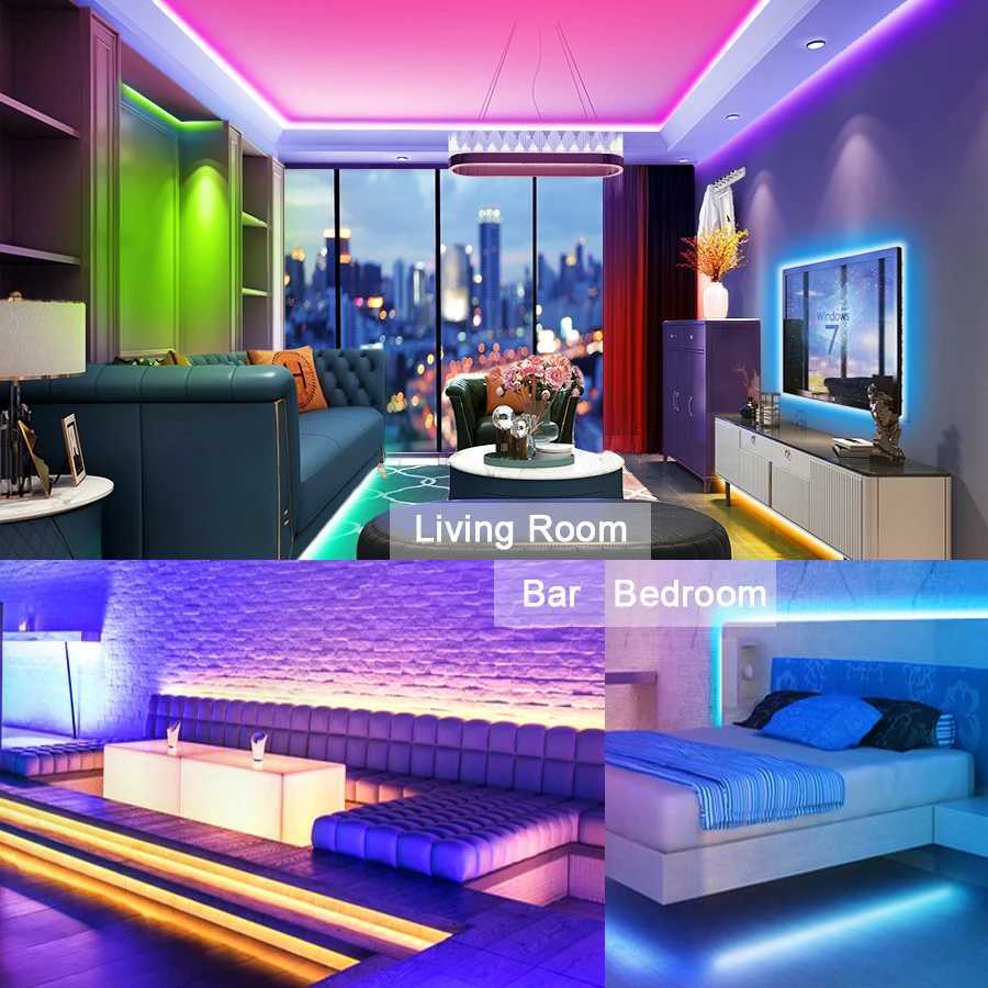 Rgb Led Strip 12V Led Lights For Room 5050 2835 Led Band Multicolor Led Ribbon With Wifi Alexa Bluetooth Control Decoration Room CL240815