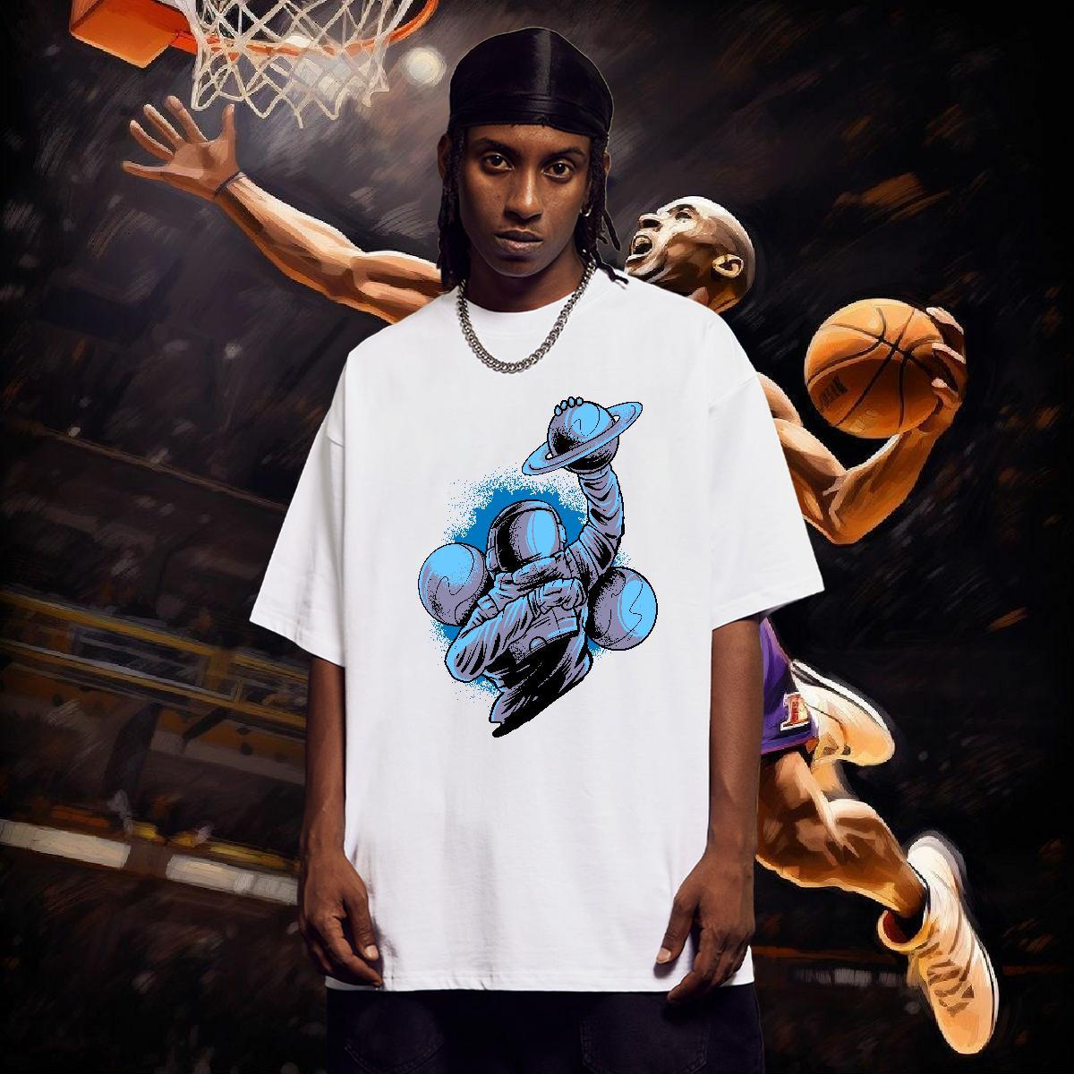 T shirt 100% Cotton 230g universe Casual Round Neck Short Sleeve Black Oversized Men Clothes T-Shirt Casual New Cool Design Tshirts