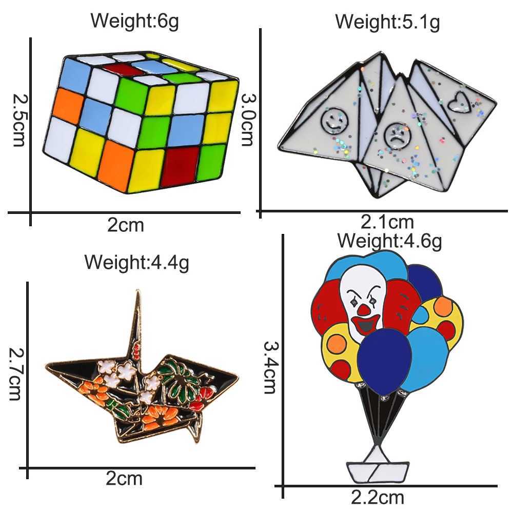 Fun Game Enamel Pin Cute Balloon Joker Rubiks Cube Folding Crane Childrens Friends Brooch Clothing Collar Pin Badge Fashion Jewelry W240815