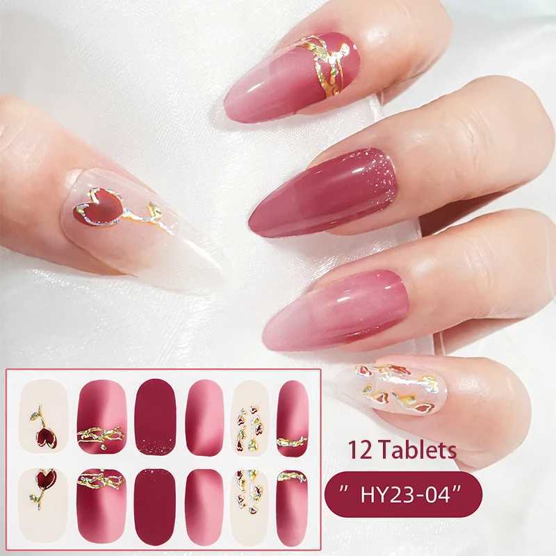 12 Tips Gel Nail Sticker Foil Glittering Nail Art Stickers Self-Adhesive Simple Gel Full Nail Wraps DIY Nail ArtXJ240814