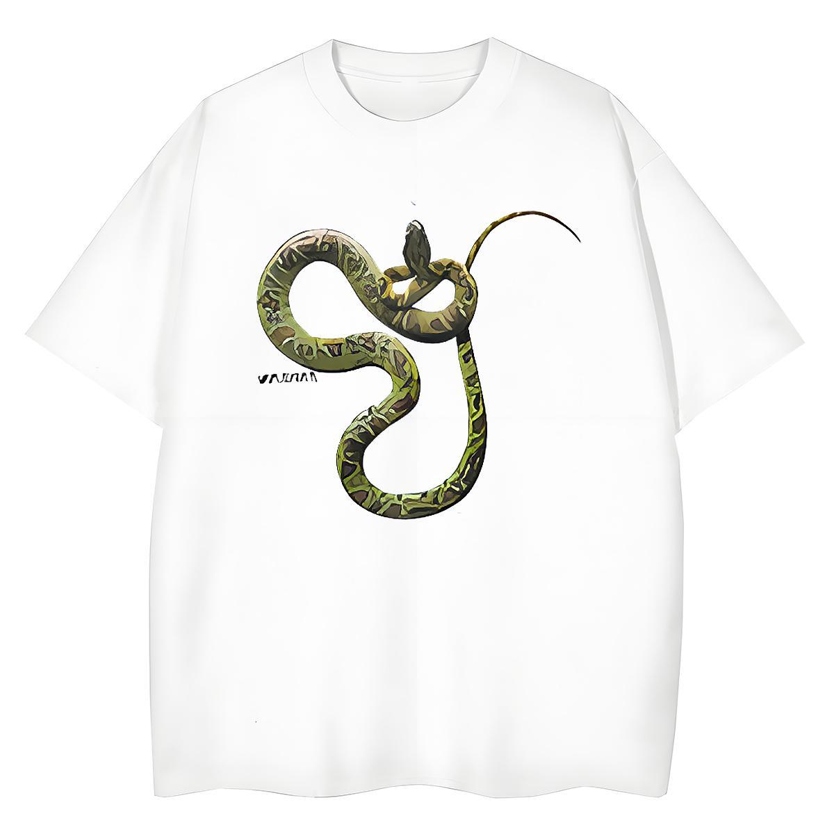 Cool Design T-Shirts for Men snake Breathable Crew Neck Street wear Hip Hop Customized Print 230g Pure Cotton Couples T Shirts Designer Fashion Tops S