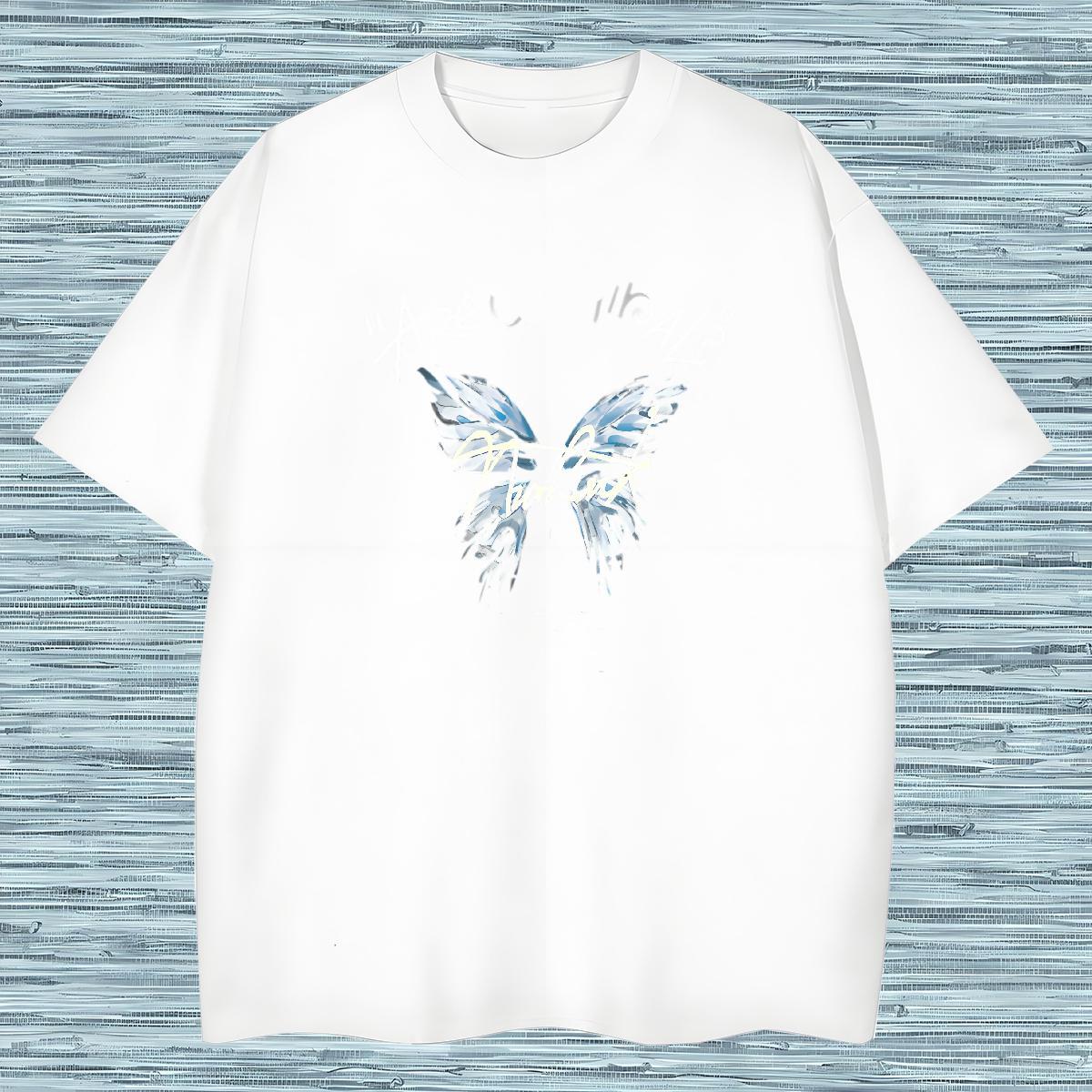 Popular Men T Shirts Butterfly Pure Cotton Spring Summer DIY Printed 100% Cotton 230g Men Tees Brand Polos