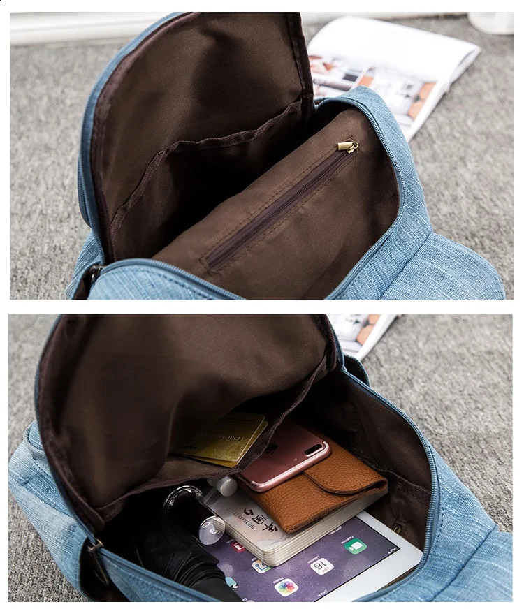 Blue Denim Canvas Women Backpack Big Capacity High Quality female School Bag Casual Jeans Travel shoulder Bag Rucksack Mochila 240813