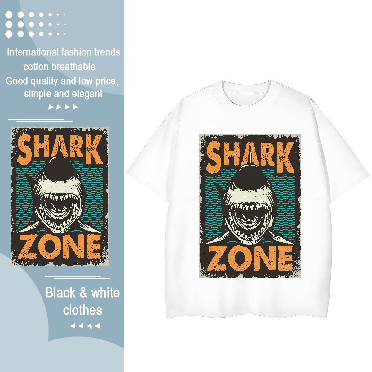 Loose Fit T-Shirts fish Short Sleeve O-Neck Sport DIY Printed 230g Cotton Men Tees Customized Top Tees
