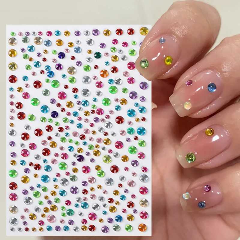 3D Colorful Bubble Pearl Round Glas Crystal Nail Stickers Dopamine Style Manicure DIY DecalsXJ240814