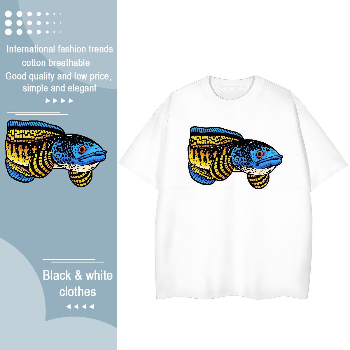 Soft T shirt fish Breathable Short Sleeve Sports Casual Graphic 230g Cotton Tshirt for Man Woman New Designer Tops