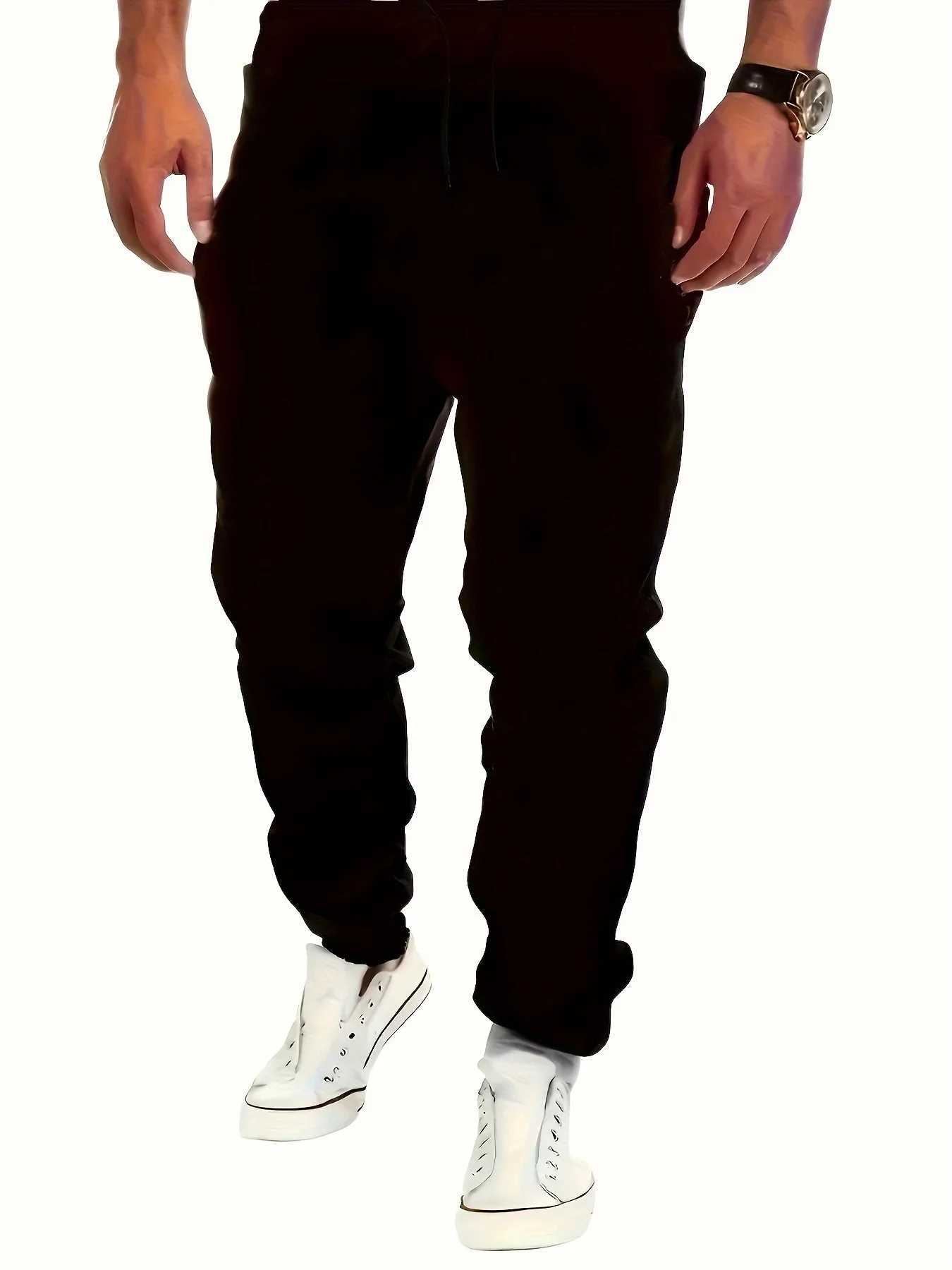 Mens sports pants spring and autumn wool pants sports pants casual drawstring pockets mens oversized sports pantsW240725