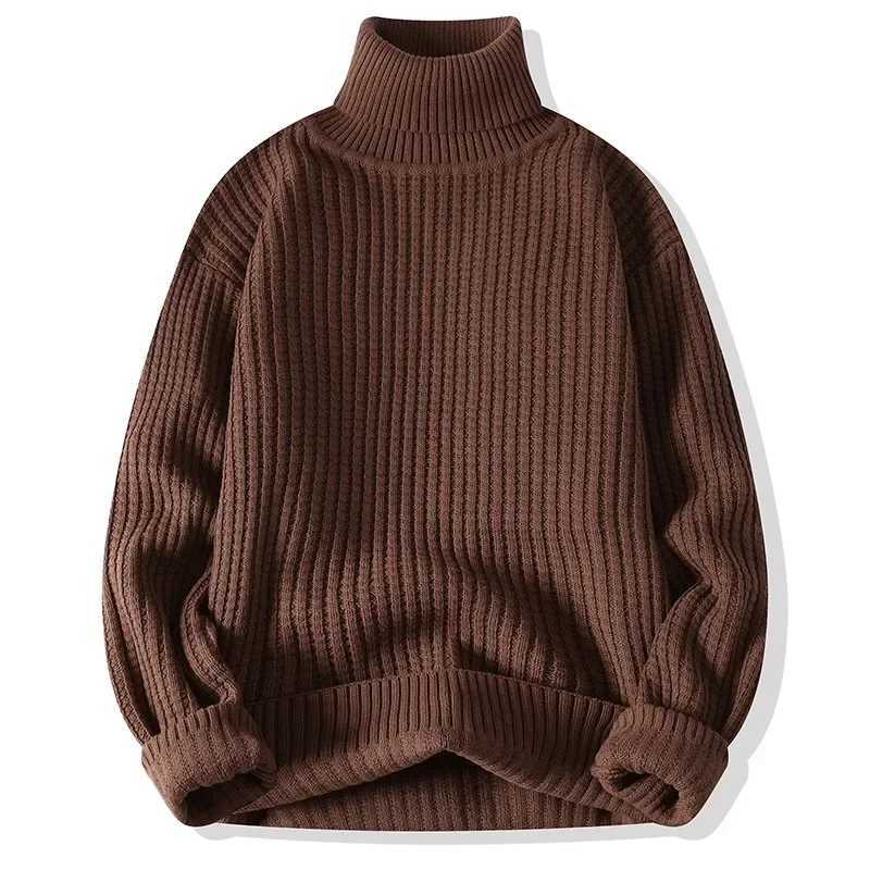 Mens Autumn and Winter Warm Business Slim Fit Half High Collar Thickened SweaterXJ240814