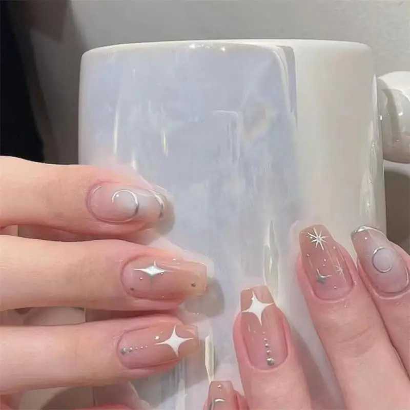 Bronzing Heart Stickers for Nails Gold Sliver Laser Butterfly Star Moon Adhesive Sliders DIY Nail Art Accessories Deco GLBTF-SXJ240814