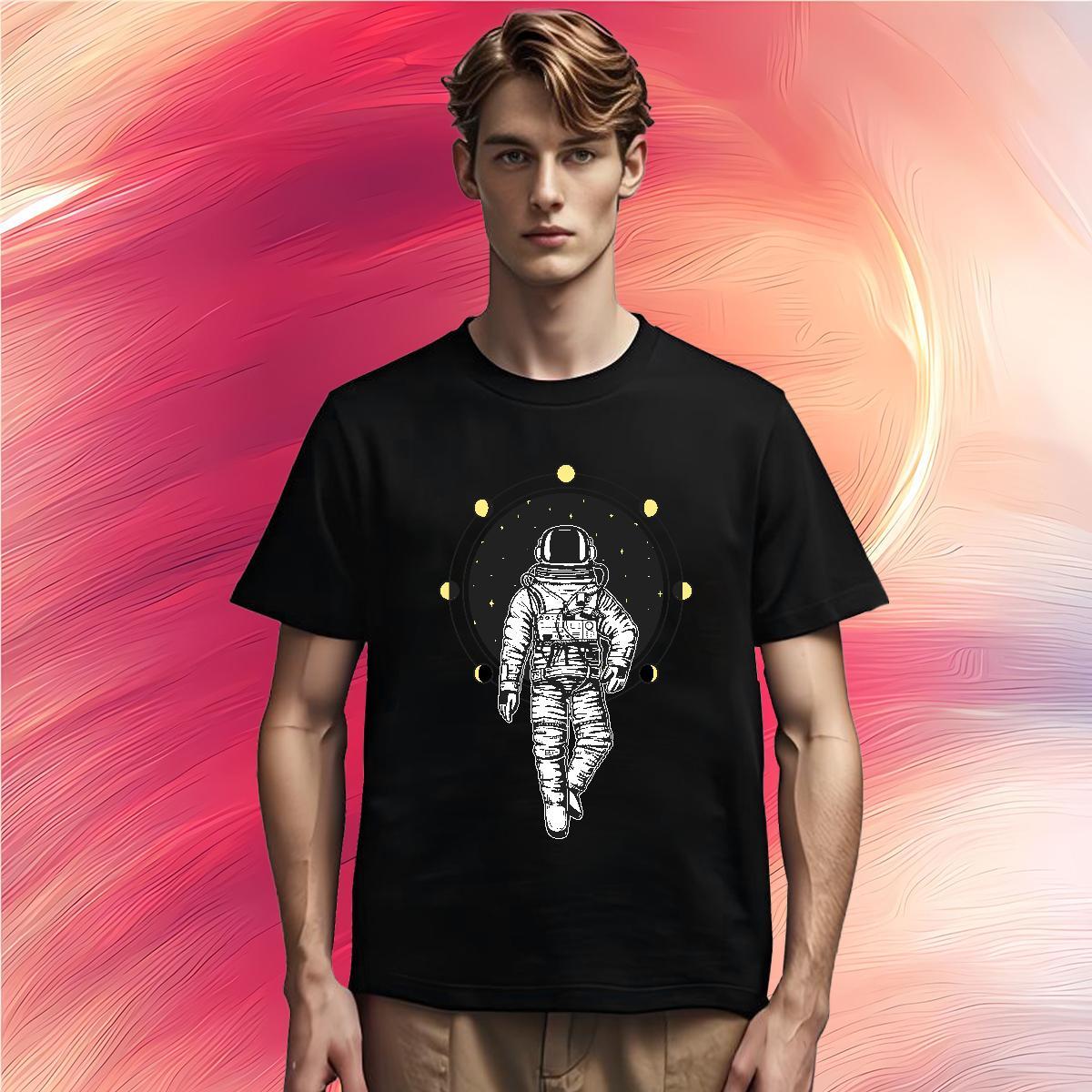 T shirt 230g Cotton universe Daily Wear Pure Cotton Cartoon Printing L-4XL Men Tops Tees 2024 New Comfortable Tee Shirt