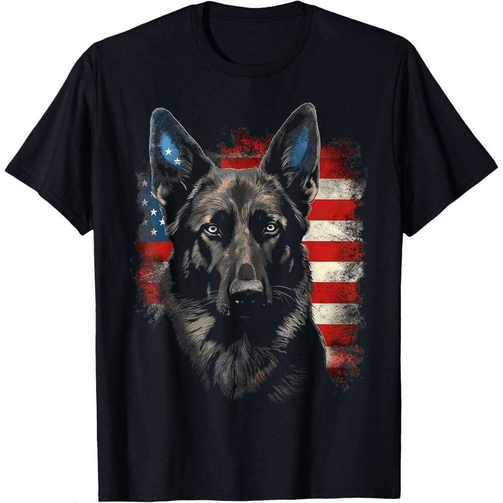 T shirt for Mens Patriotic Black German Shepherd American Flag Dog s Tees T-Shirt Shirts Tshirt Graphic Tee Casual Tops Short sleeve Free shipping