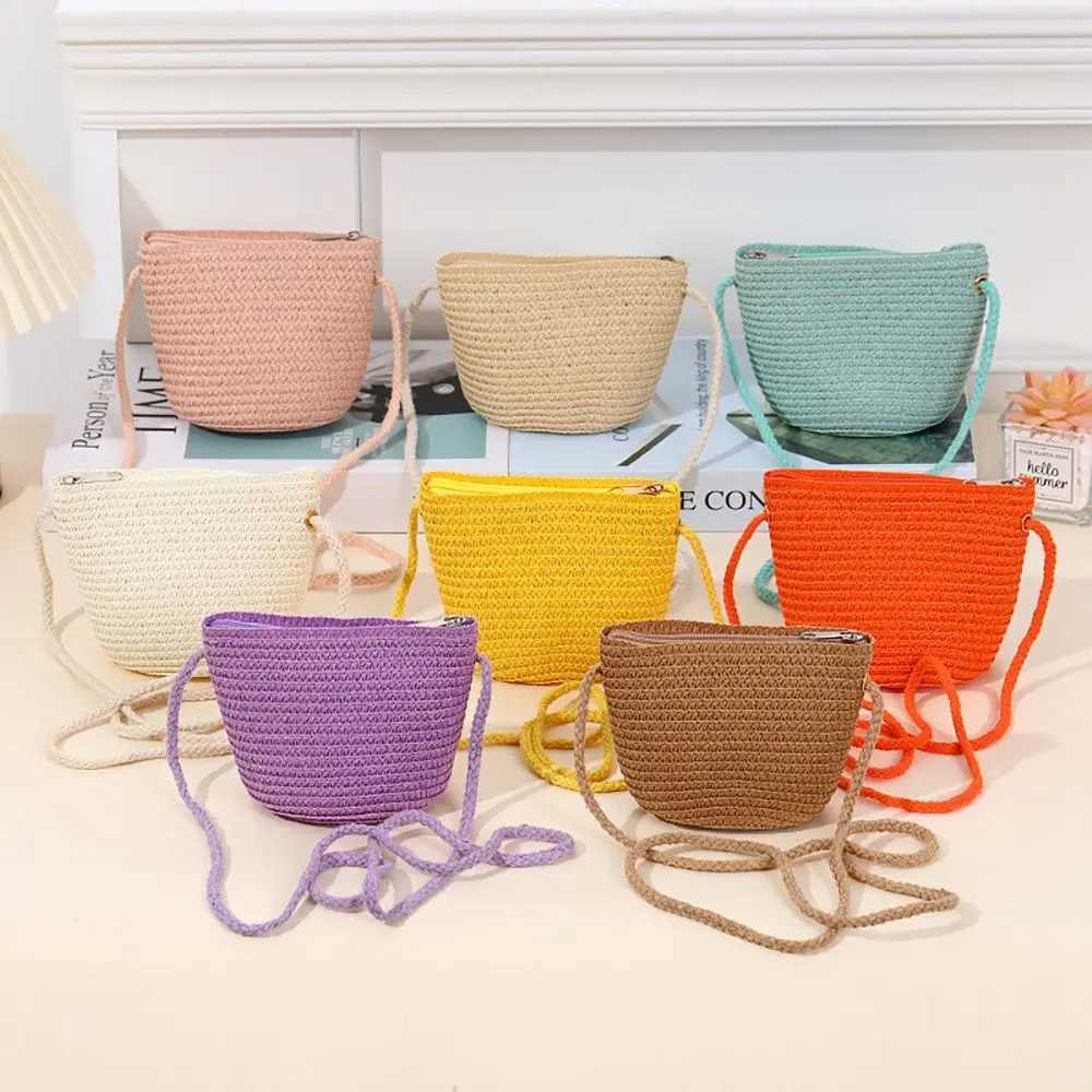 Grass cross bag fashionable soft handle simple grass handbag large capacity childrens beach bag travel W240906