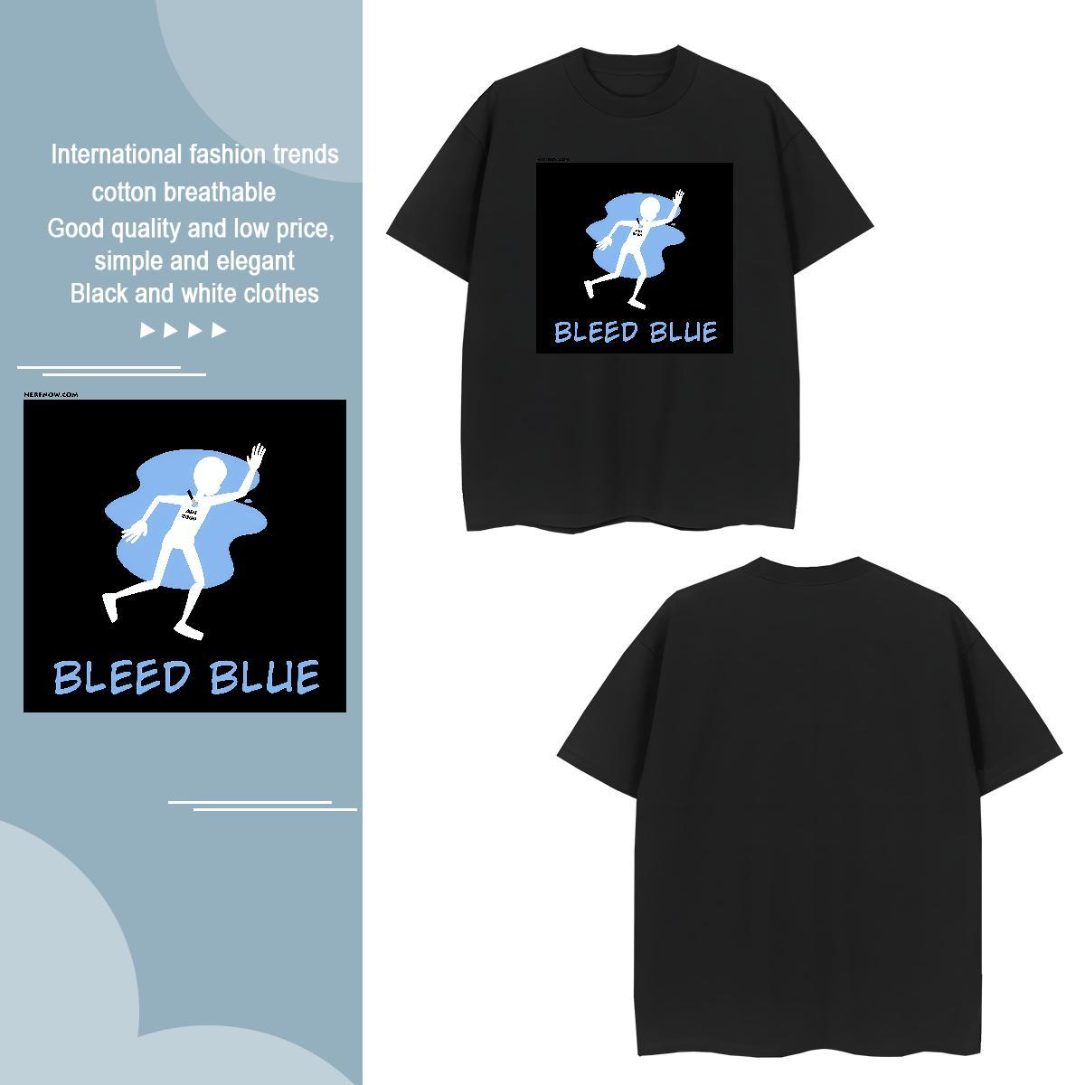Soft blue T-Shirts Sports Casual Men Tees 230g Pure Cotton Fashion Designer Crew Neck Plus Size Cartoon Clothings