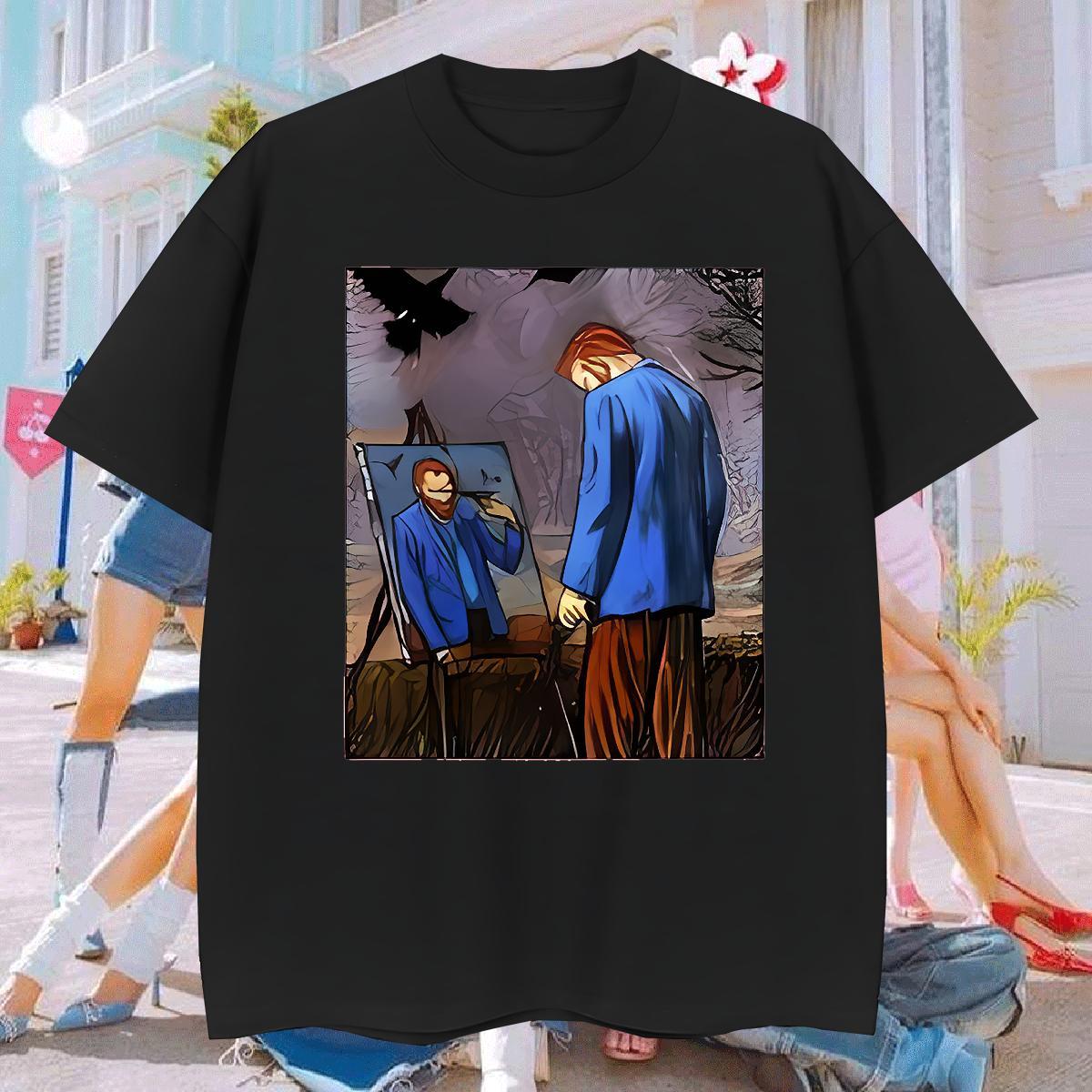 T Shirt For Man 100% Cotton 230g portrait Casual Beach Short Sleeve Soft Customized Men Clothes T-Shirt Classic Casual TOP Quality Top Tees