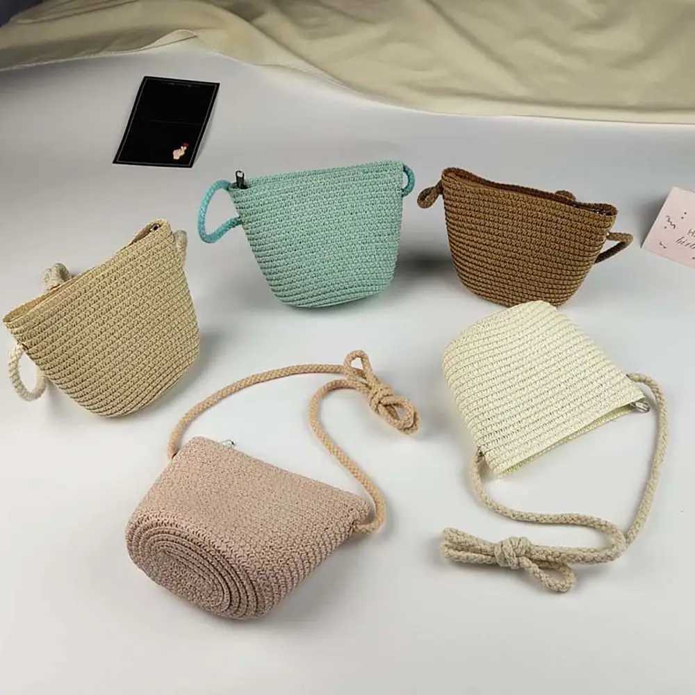 Grass cross bag fashionable soft handle simple grass handbag large capacity childrens beach bag travel W240813
