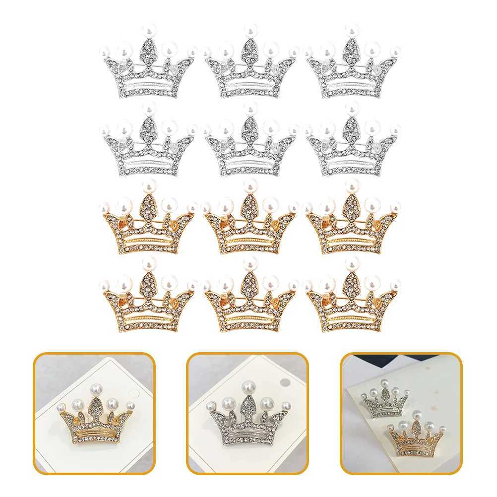 12 pieces of Crown Brooch womens lapel pins used for backpacks alloy fashionable womens brooch W240815