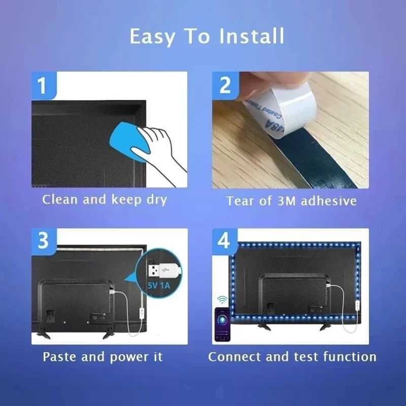 5050 5V Usb Rgb Led Strip Light 5M 10M Ice String Led Tape Band Wifi Bluetooth Led Chain Lighting For Children Room wall Kitchen CL240815