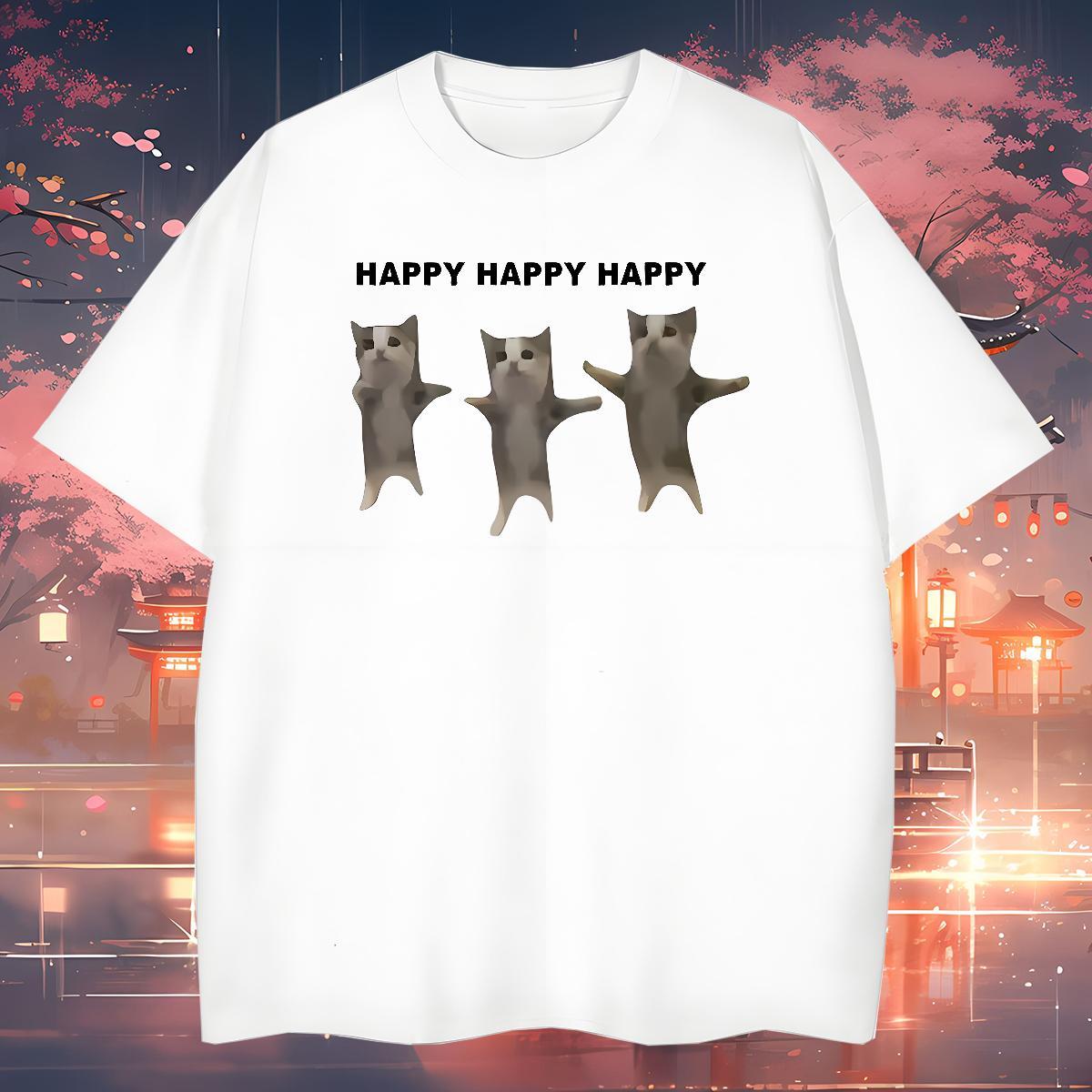 High Quality Mens T Shirts cat Crew Neck Breathable Sports Casual Plus Size Cartoon 100% Cotton 230g Men Clothes T-Shirt DIY Top Tees