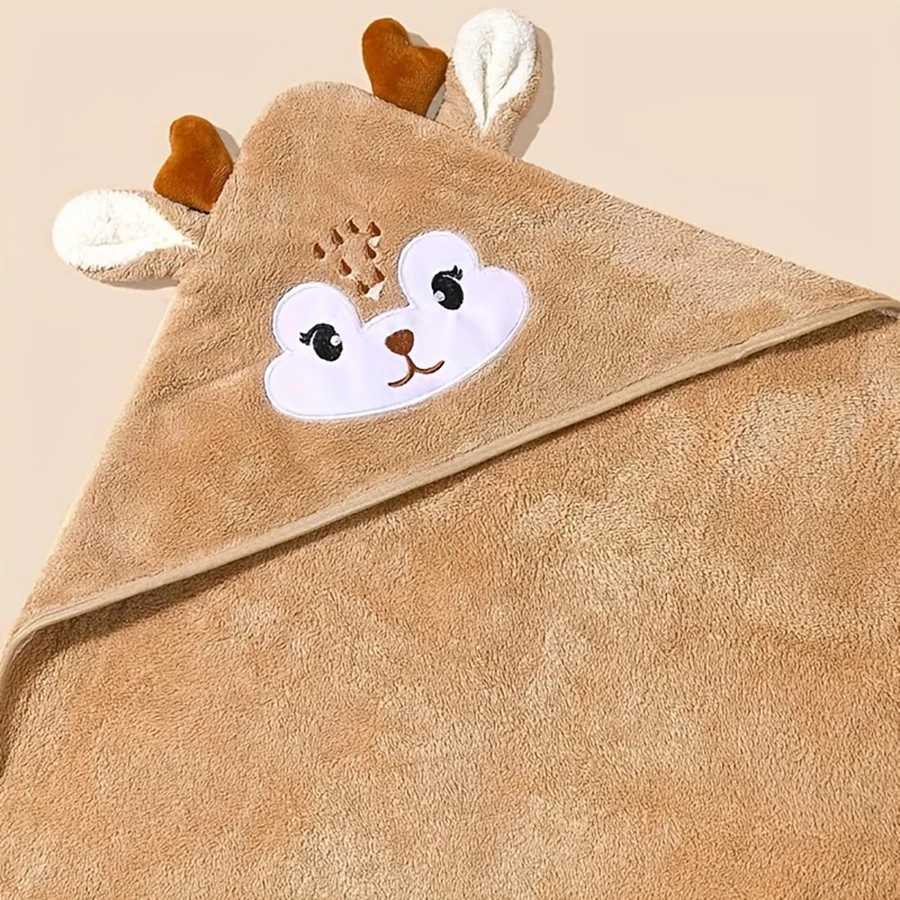 1 pack cartoon animal baby swaddling blanket goes out to a stroller blanket wrapped in a polyester hooded bathrobe Y240815