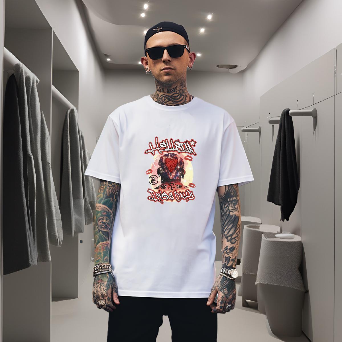T-Shirts 230g Pure Cotton painting Hip Hop Round Neck Short Sleeve Graphic Mens Tshirts Brand Free Shipping Wear