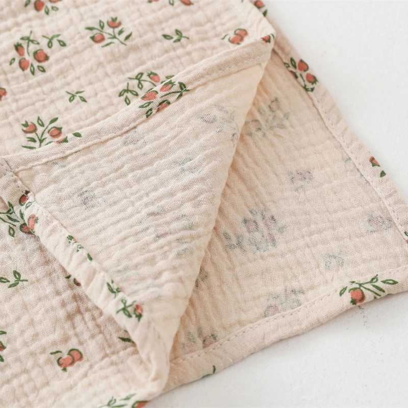2pcs Cotton Swaddle Blanket Baby Blanket Floral Print Muslin Diaper Swaddle New Born Crinkle Fabric Born Stroller Cover Y240815