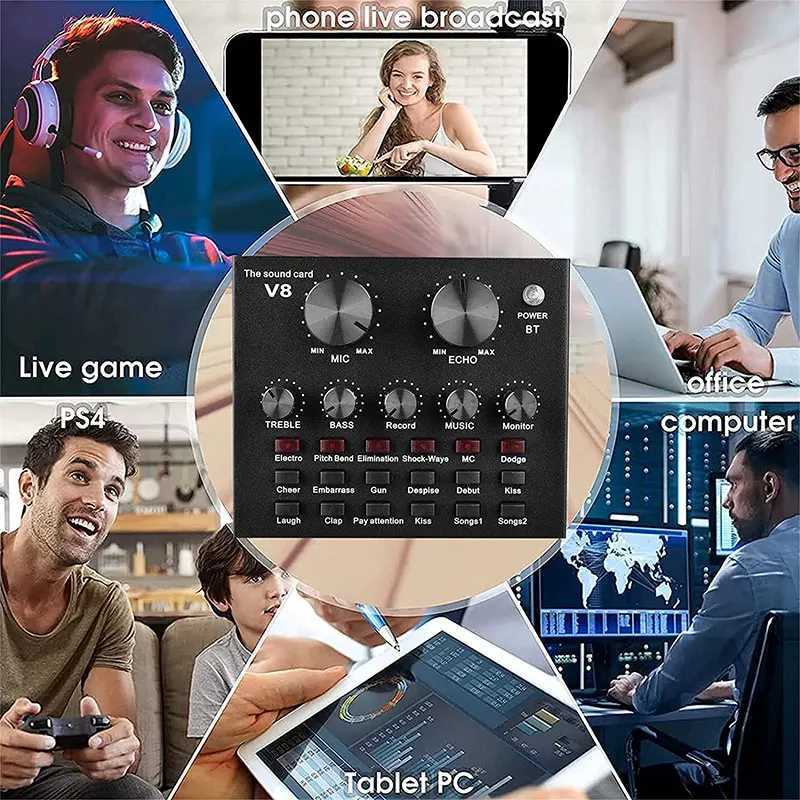 Podcast equipment bundle BM-800 recording studio package with voice converter for real-time sound card audio interface of laptops B240815