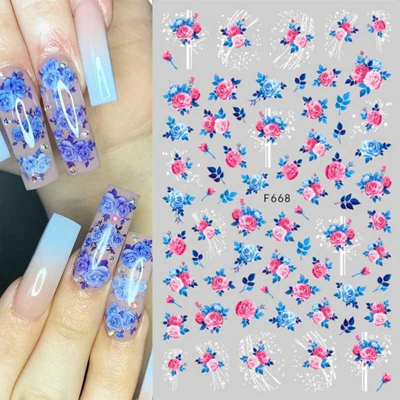 Summer Flower Nail Sticker Black And White Heart Nail Supplies Nail Decal Luxurious Butterfly Stickers For Nails Nail DecorationXJ240814