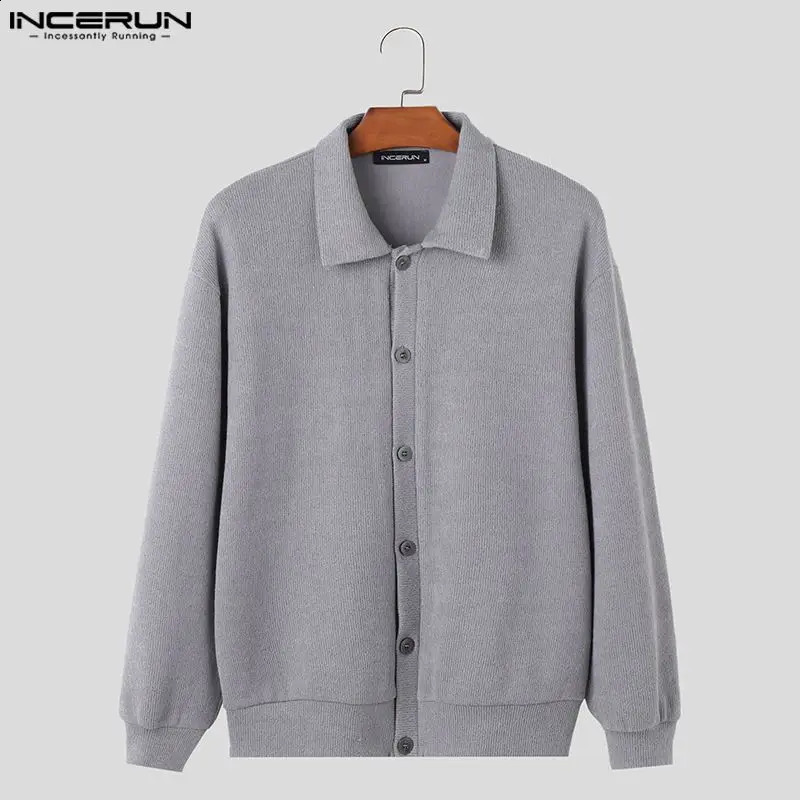 Casual Simple Style Tops INCERUN Mens Knitted Sweater Streetwear Autumn Winter Male Solid Long Sleeve Cardigan Sweater S-5XL 240814