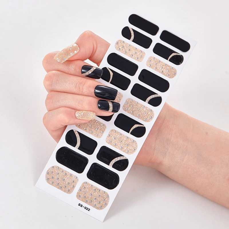 Blue Nail Art Adhesive Full Cover Sticker Manicure Shiny Sequins Nail Polish Strips Wraps Self Adhesive Accessories DecorationsXJ240814