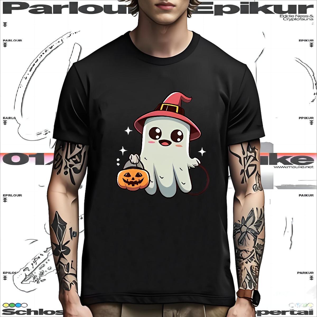 Loose T-Shirts for Men halloween Round Neck Short Sleeve Casual Custom Anime 230g 100% Cotton Men Tees 2024 Clothes