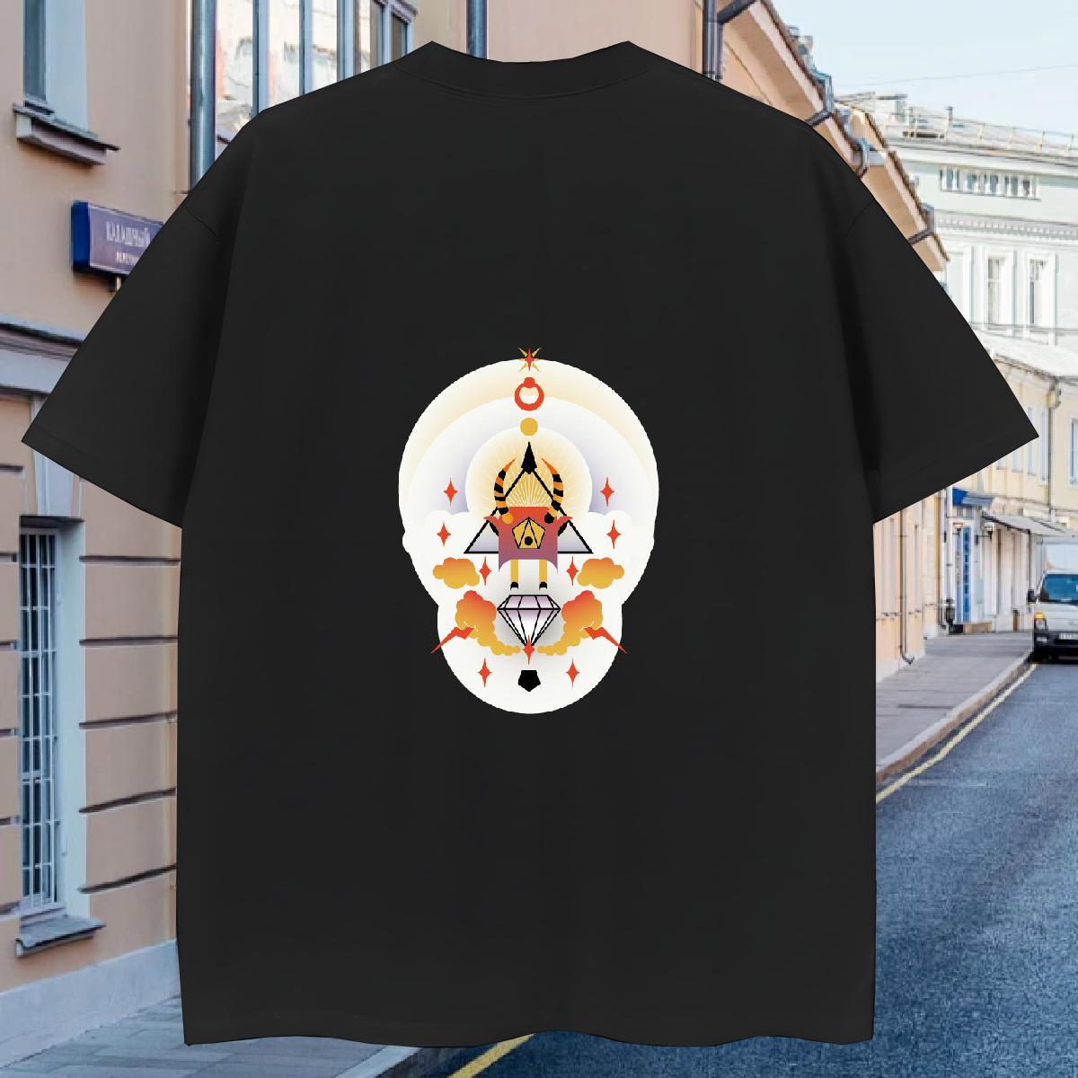 T shirt 230g 100% Cotton icon High Street Hip Hop O-Neck Short Sleeve Custom Cartoon Men Clothes T-Shirt Fashion Popular Tees